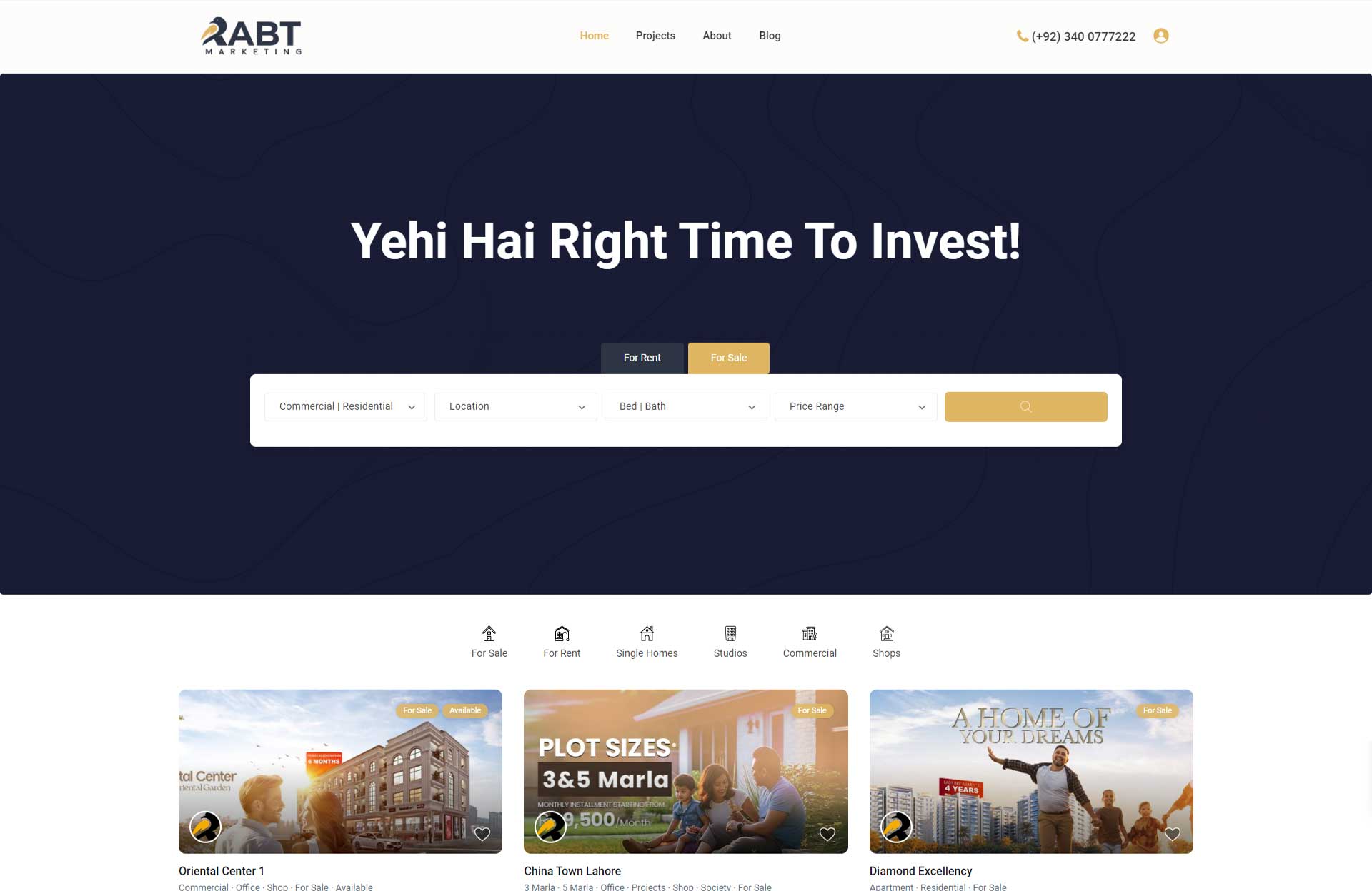 rabtmarketing real estate website develop by hamza tariq