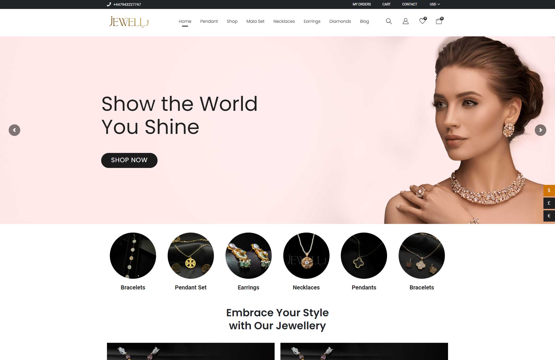 thejewellerya wocommerce website developed by hamza tariq